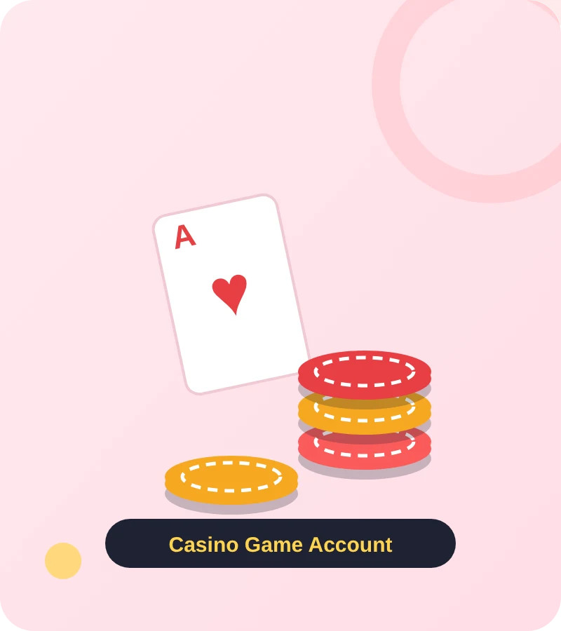 Daman casino game account profile with casino chips and cards for casino game login and register